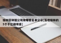 榆林区块链公司有哪些名单公示[落地榆林的5个千亿级项目]